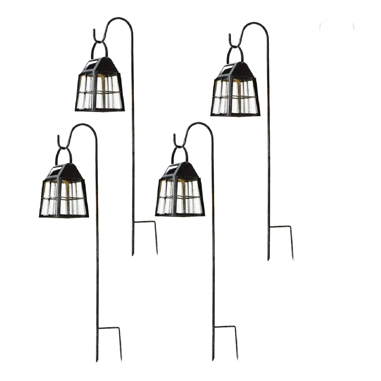 Deck Impressions Farmhouse Solar LED Shepherd's Hook Lanterns, 4-Pack