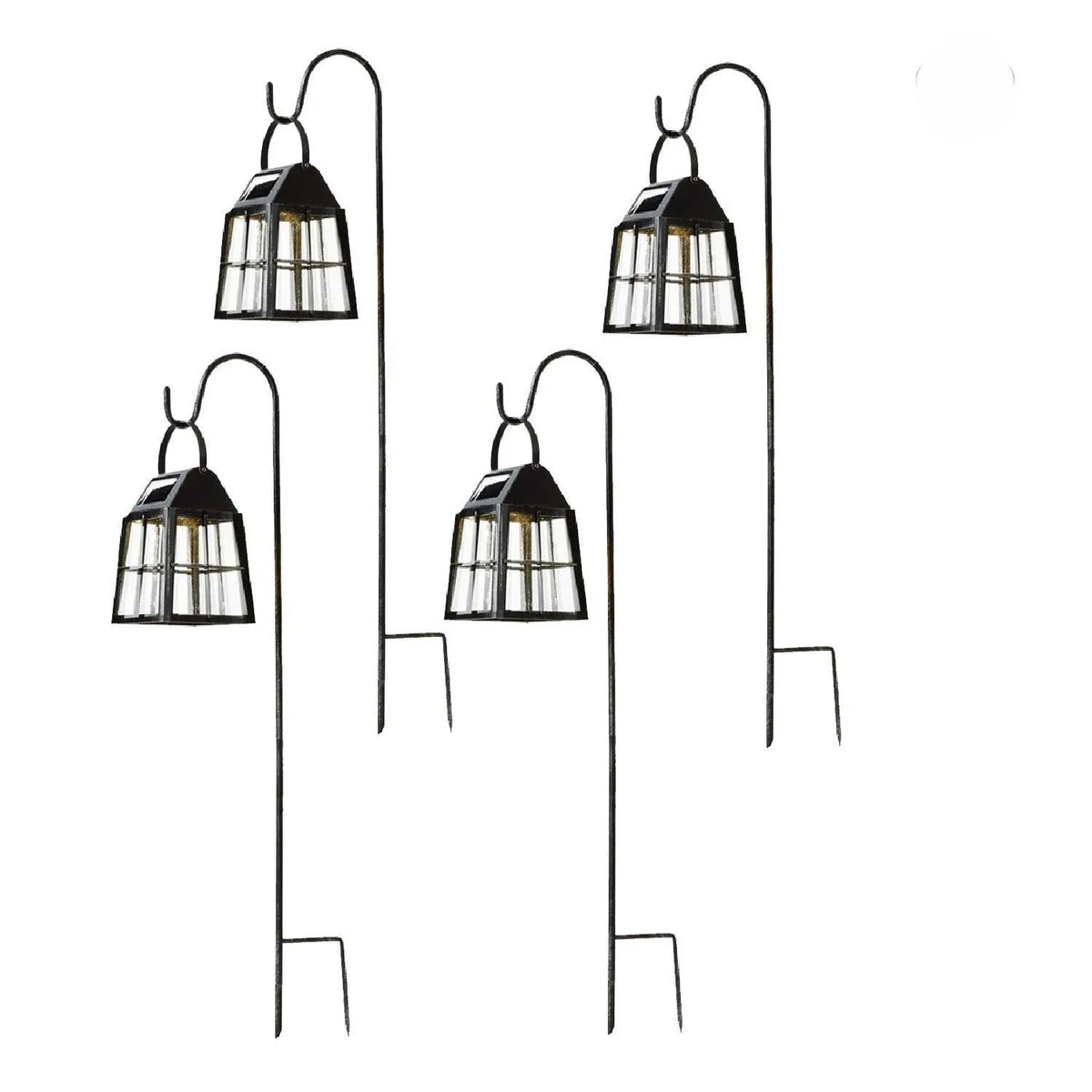 Deck Impressions Farmhouse Solar LED Shepherd's Hook Lanterns, 4-Pack