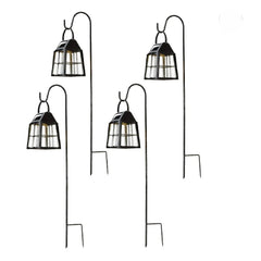 Deck Impressions Farmhouse Solar LED Shepherd's Hook Lanterns, 4-Pack