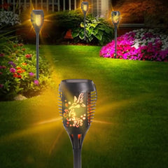 Deck Impressions Hummingbird Solar Tiki with Flame Effect Lights, 4-Pack