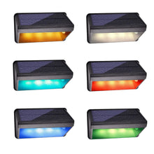 Solar deck and wall light set with black housings and multicolor RGBW LED glow