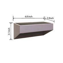 Solar gutter light size: 6.8 in long, 2.1 in high; side profile