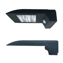 Black solar wall/fence light with motion sensor, frosted LED panel and detector dome