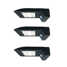 Black solar wall light fixture with motion sensor, 3-pack lamp heads