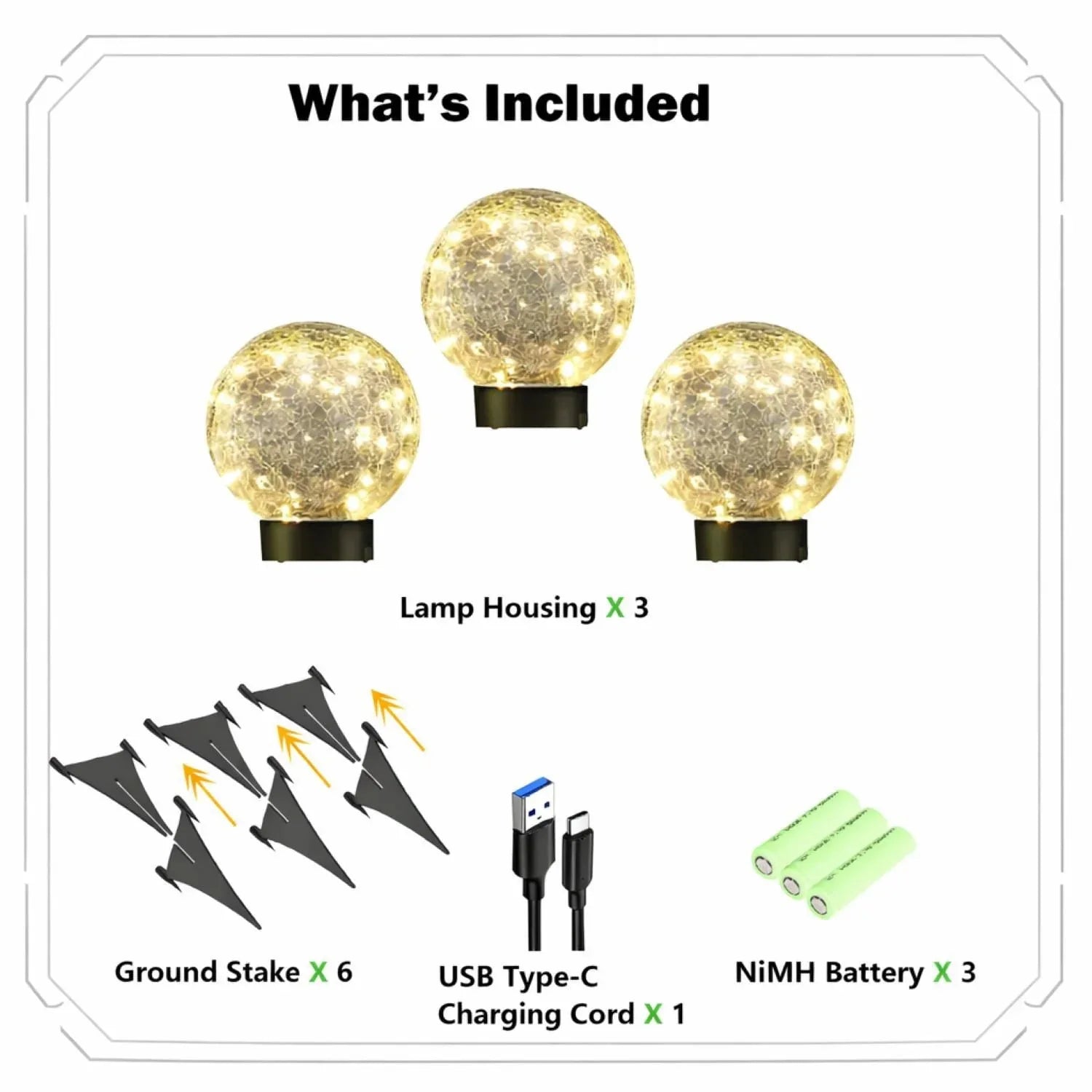Deck Impressions 6" Solar/USB LED Crackle Glass Globe Lights, Choose Pack