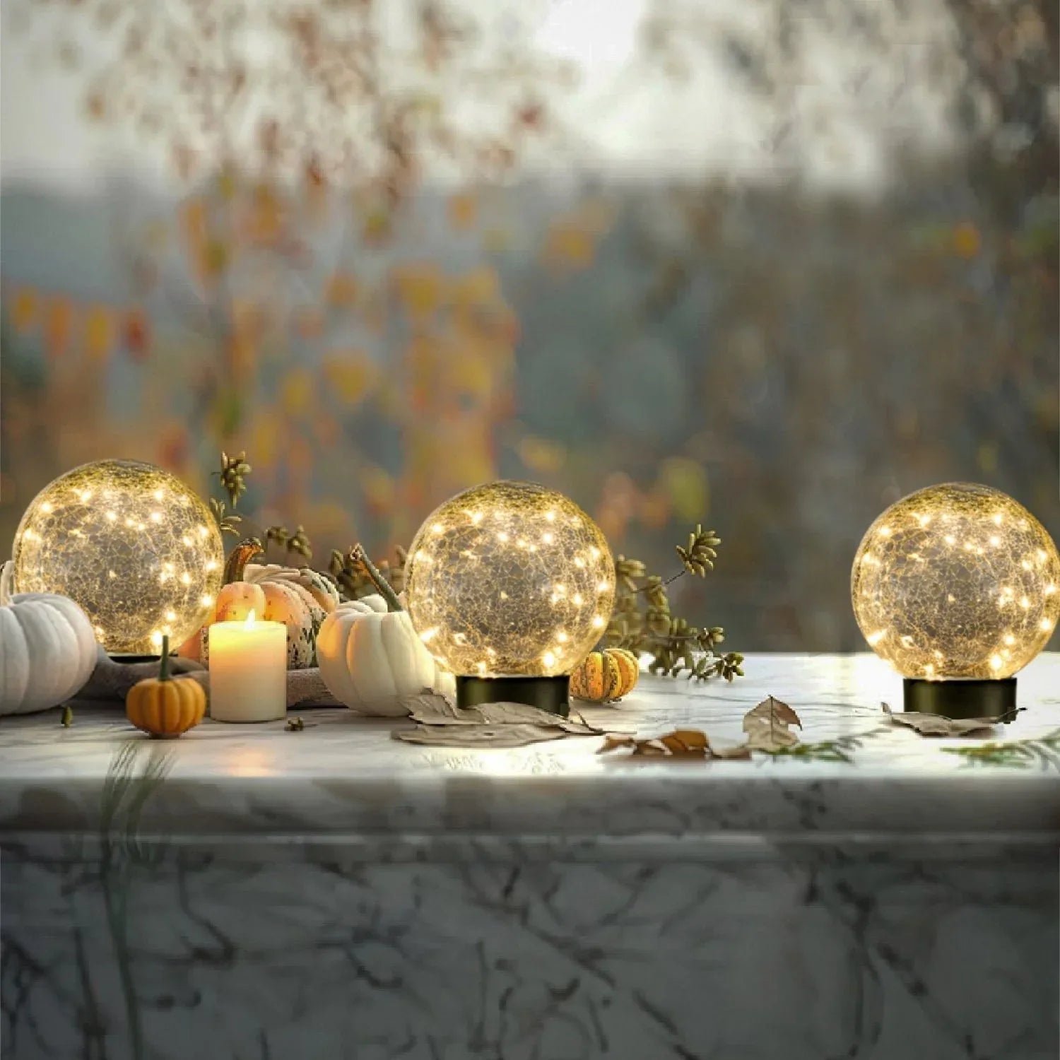 Deck Impressions 6" Solar/USB LED Crackle Glass Globe Lights, Choose Pack