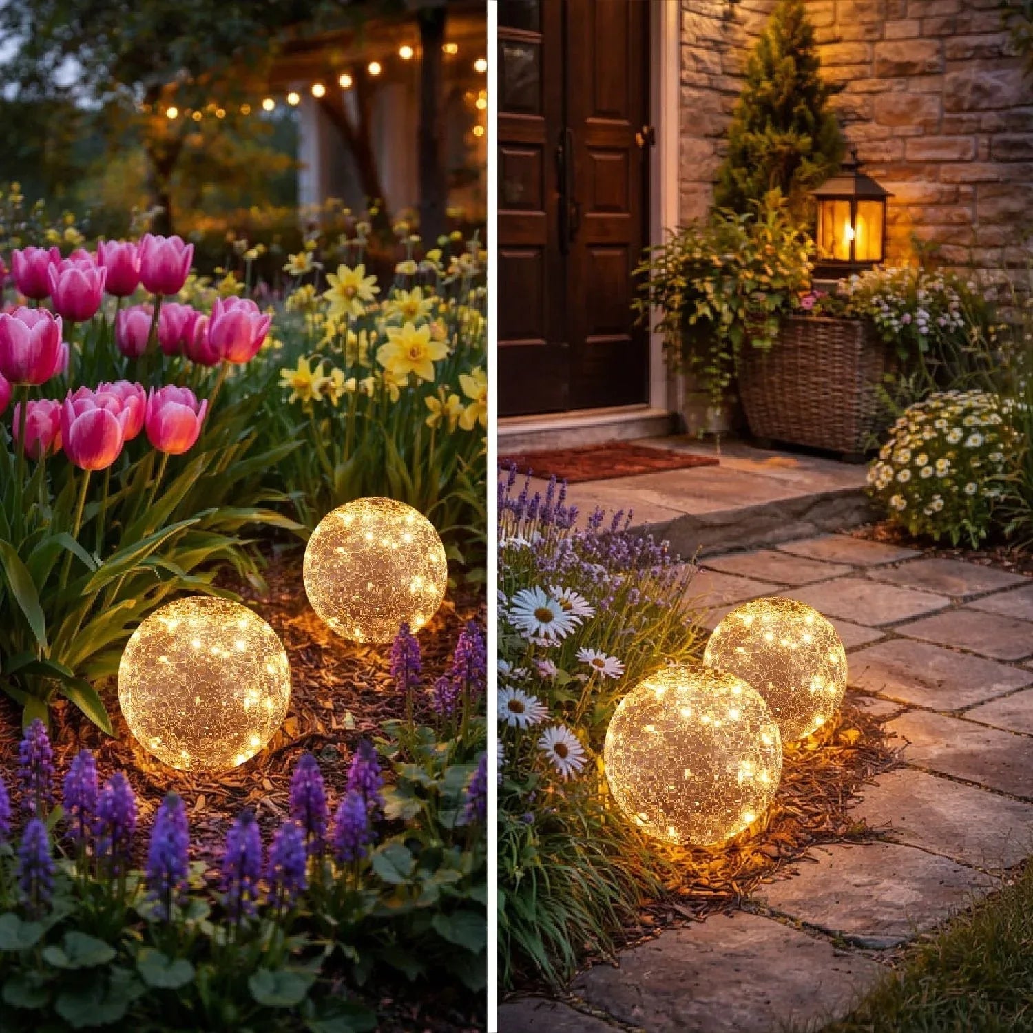 Deck Impressions 6" Solar/USB LED Crackle Glass Globe Lights, Choose Pack
