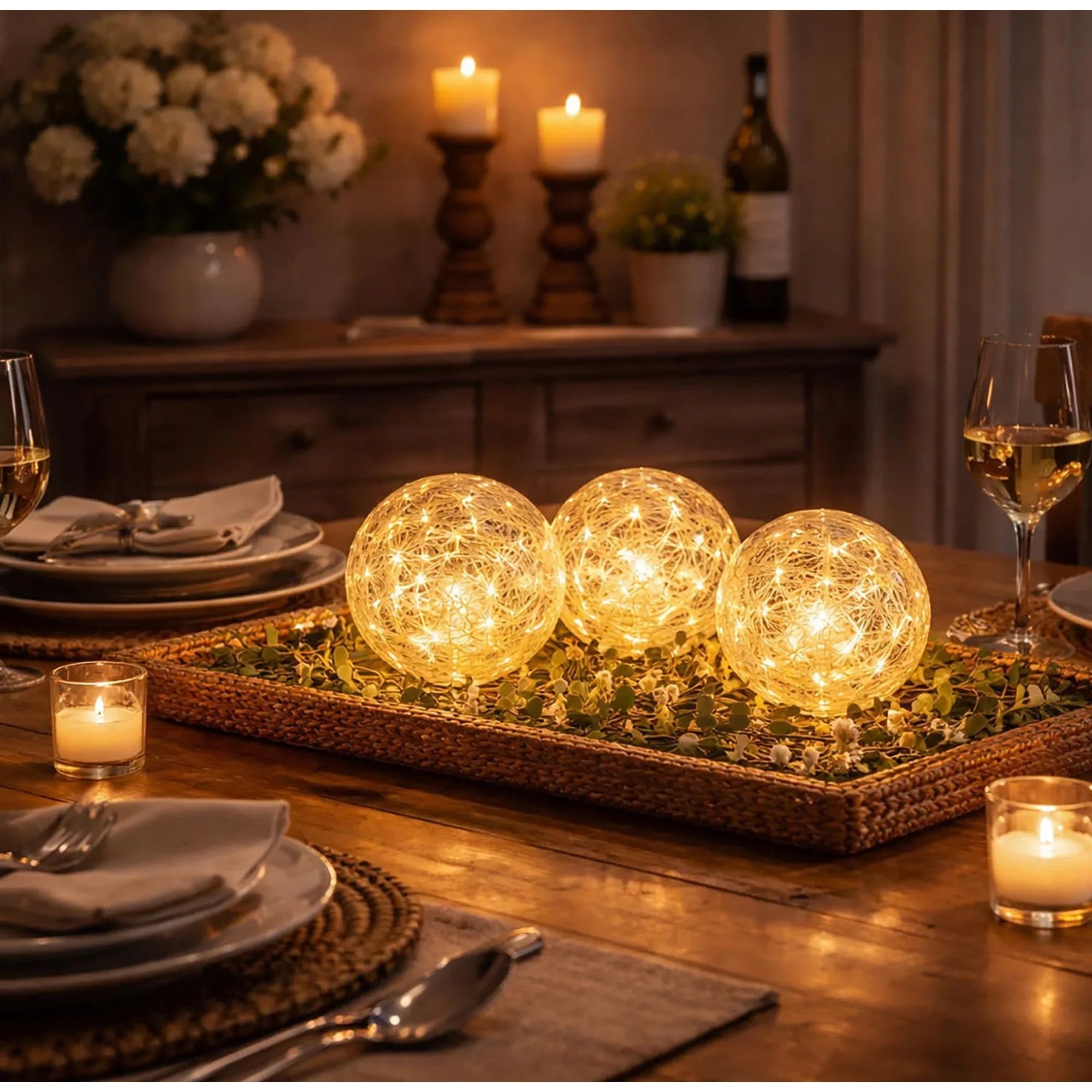 Deck Impressions 6" Solar/USB LED Crackle Glass Globe Lights, Choose Pack