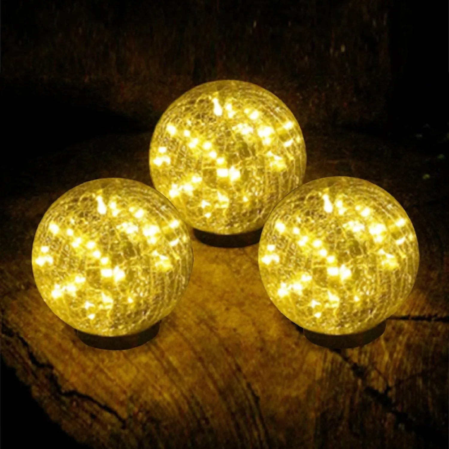 Deck Impressions 6" Solar/USB LED Crackle Glass Globe Lights, Choose Pack