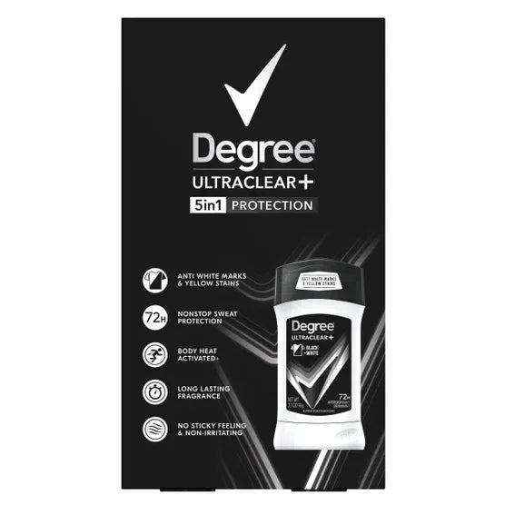 Degree Men UltraClear+ Antiperspirant Deodorant, Black & White, 2.7 oz, 5-pack