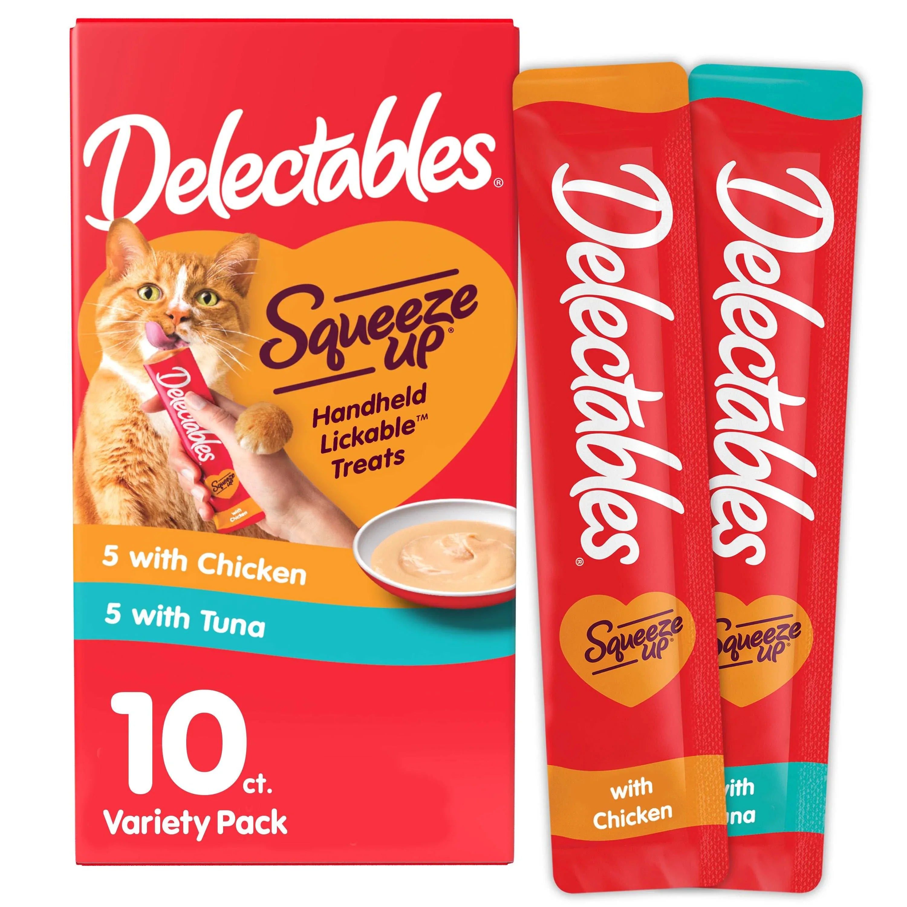 Delectables Squeeze Up Lickable Cat Treats, Chicken &amp; Tuna Variety Pack, 10 Count - USA MEGA SHOP