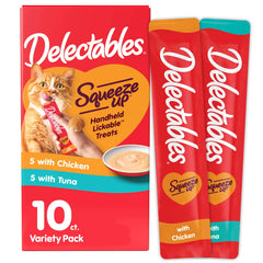 Delectables Squeeze Up Lickable Cat Treats, Chicken &amp; Tuna Variety Pack, 10 Count - USA MEGA SHOP