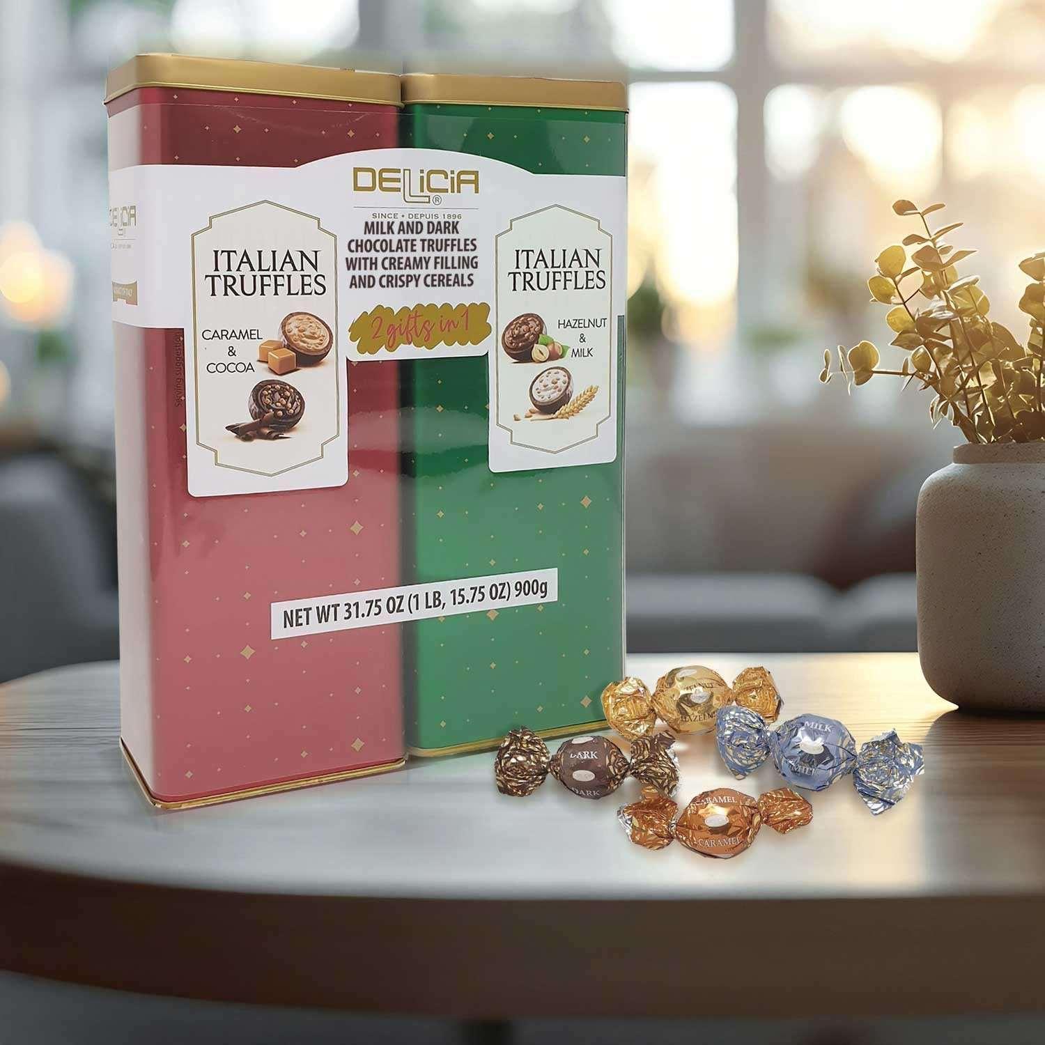 Delicia Fine Italian Chocolate Truffles Gift Tins