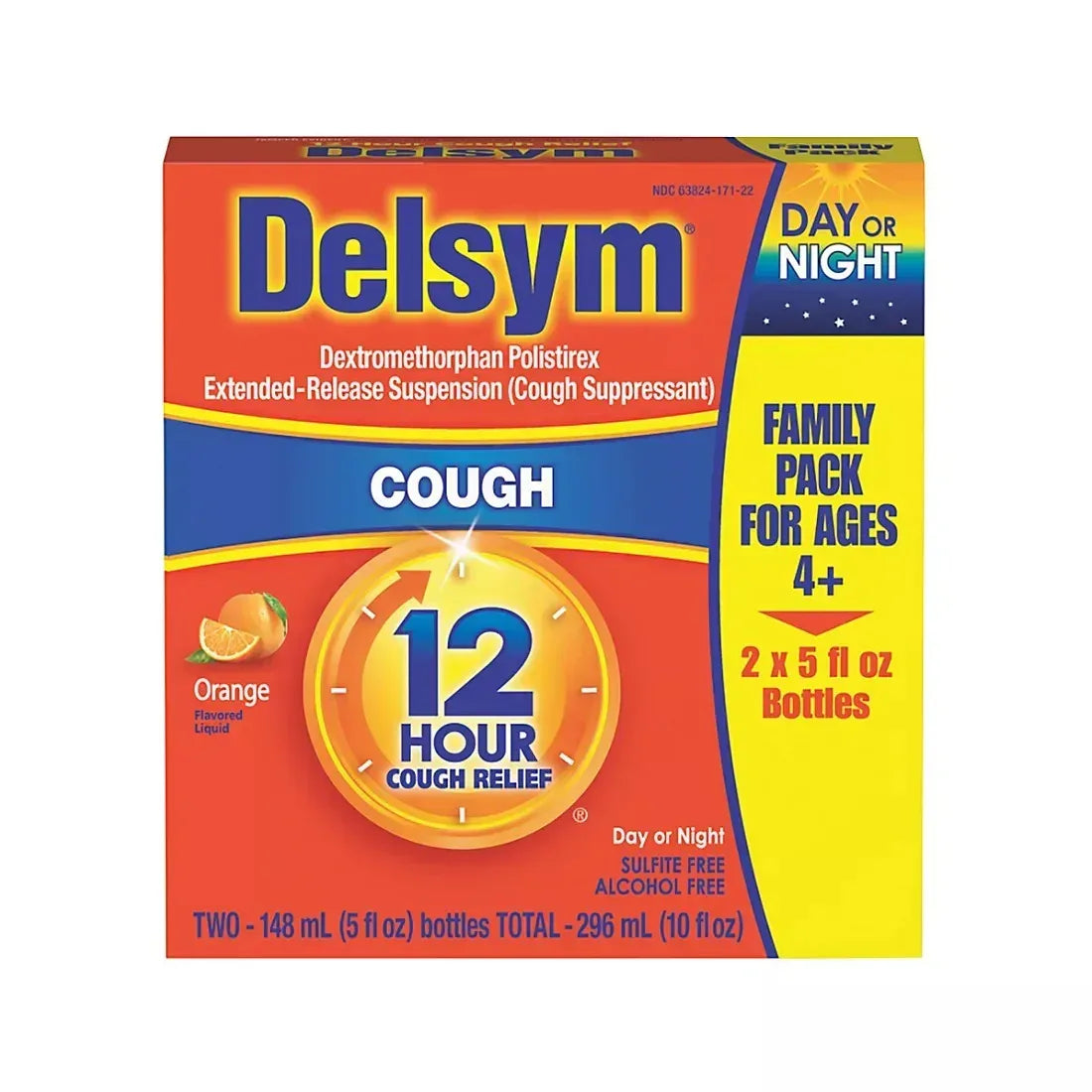 Delsym 12-Hour Cough Relief Liquid, 5 oz Bottles, 2 Pack