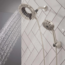 Hand shower and second shower head with water spray, chrome finish, flexible hose