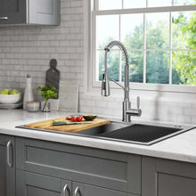 High arc pull-down kitchen faucet with single handle and flexible stainless spray hose