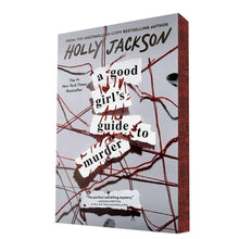 Deluxe paperback mystery novel cover with red string art and dark title lettering
