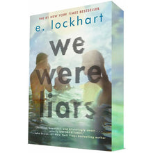 Paperback book We Were Liars by E. Lockhart, illustrated cover with figures