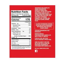 Nutrition facts panel on caramel nut clusters bag, Original Pecan