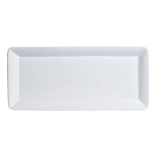 Denmark stoneware narrow rectangular platter in white with smooth raised edges