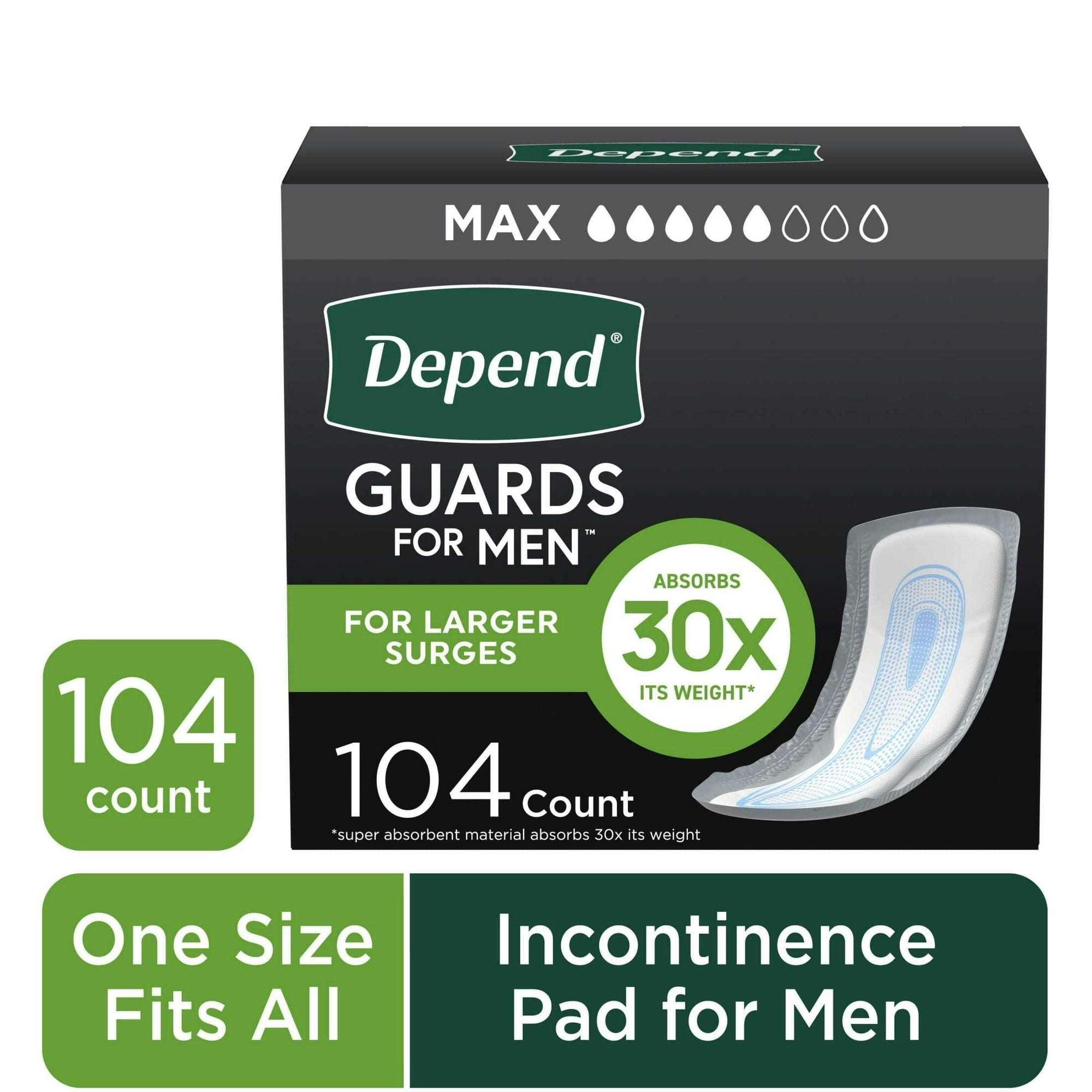 Depend Guards Incontinence Pads for Men, Maximum Absorbency, 52 Count