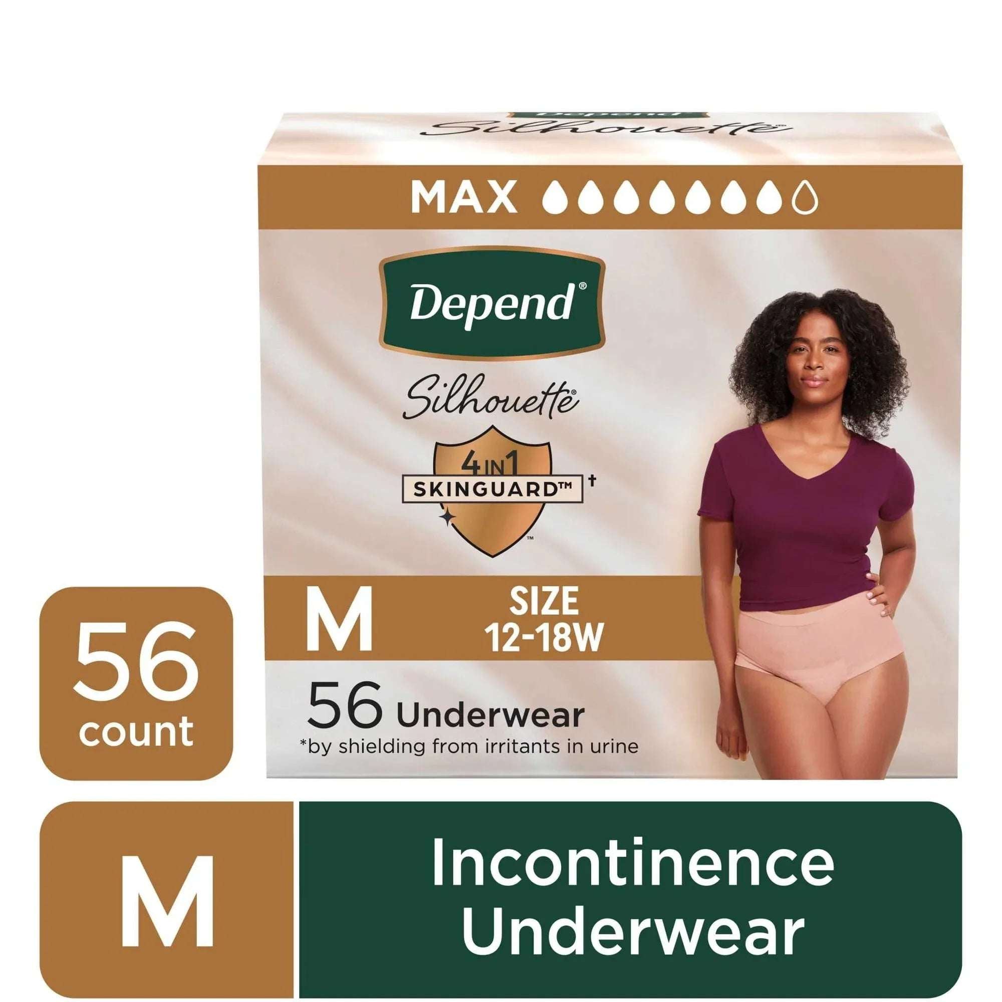 Depend Silhouette Women’s Incontinence & Postpartum Bladder Leak Underwear, M,