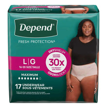 Incontinence underwear, size L, 17-count box with DryShield 30x badge