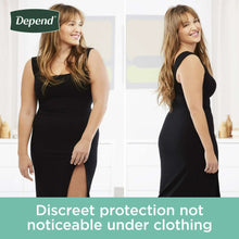 Women's incontinence underwear under clothing, discreet coverage view