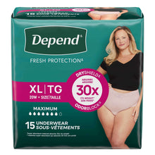 Depend incontinence underwear box, XL/TG, 15 count, fresh protection