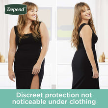 Women’s incontinence underwear discreet under clothing, shown beneath a black dress