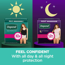 Depend incontinence underwear box for women, fresh protection, visible packaging