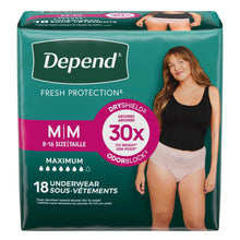 Depend Fresh Protection women’s incontinence underwear box, 18 count, size M