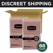 Pink incontinence underwear bundles, 68 count, in open shipping box