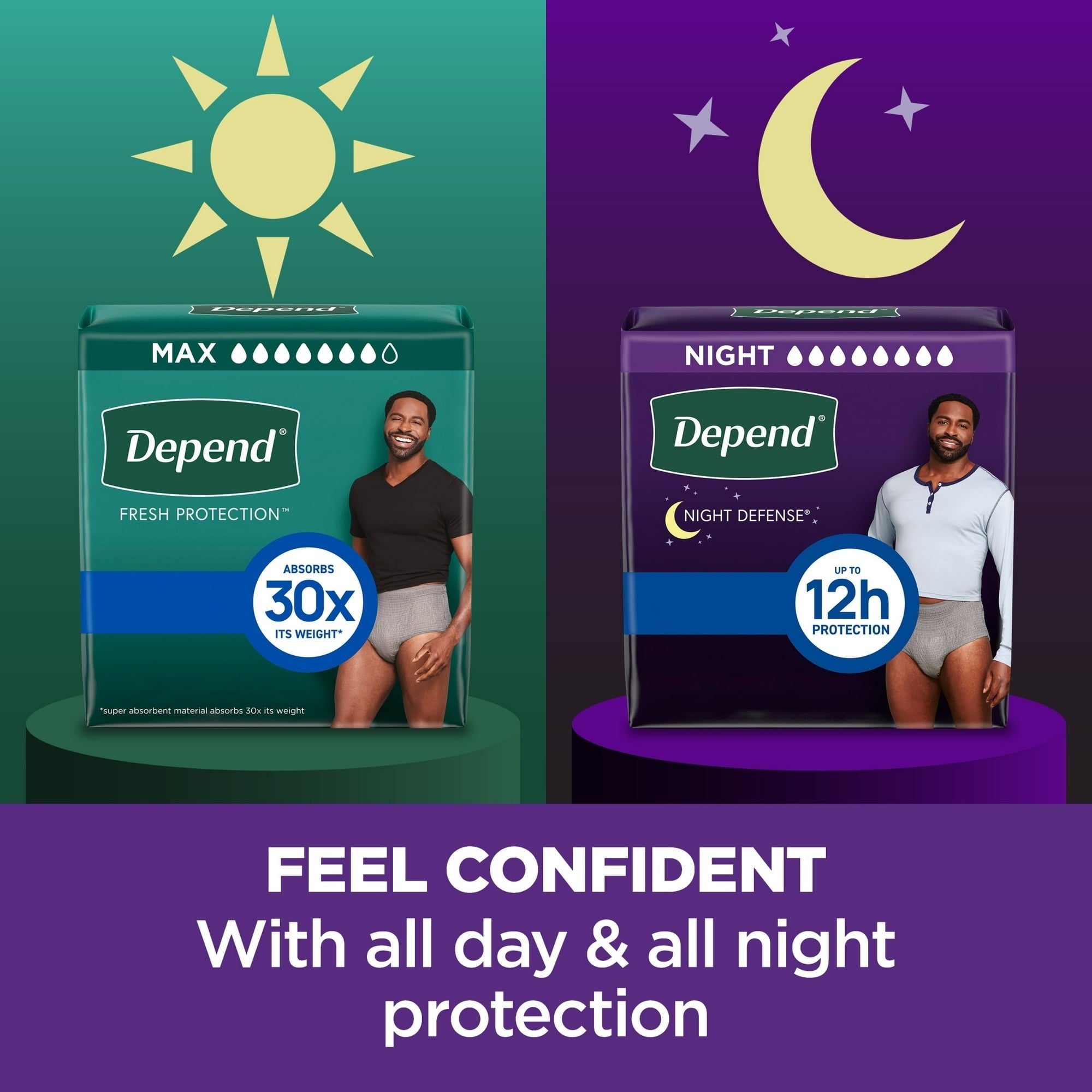 Depend Night Defense Incontinence Underwear for Men, Adult Diapers, S/M, 16 Count