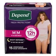 Incontinence underwear box, size M, 15-count night defense