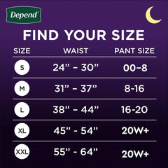 Depend Night Defense Incontinence Underwear for Women, Adult Diapers, S, 16 Count