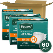 Incontinence briefs with tabs, white unisex, 20 and 60 count multipack boxes