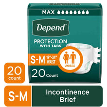 Incontinence brief with tabs, S/M unisex, white, 20 count pack