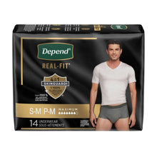 Depend Real-Fit 14 count men’s incontinence underwear, grey, S-M P-M maximum