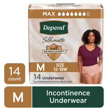Depend Silhouette incontinence underwear, beige brief with leg openings (size M)