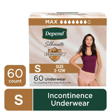 Depend Silhouette incontinence underwear box, size S, 60 count pack of briefs