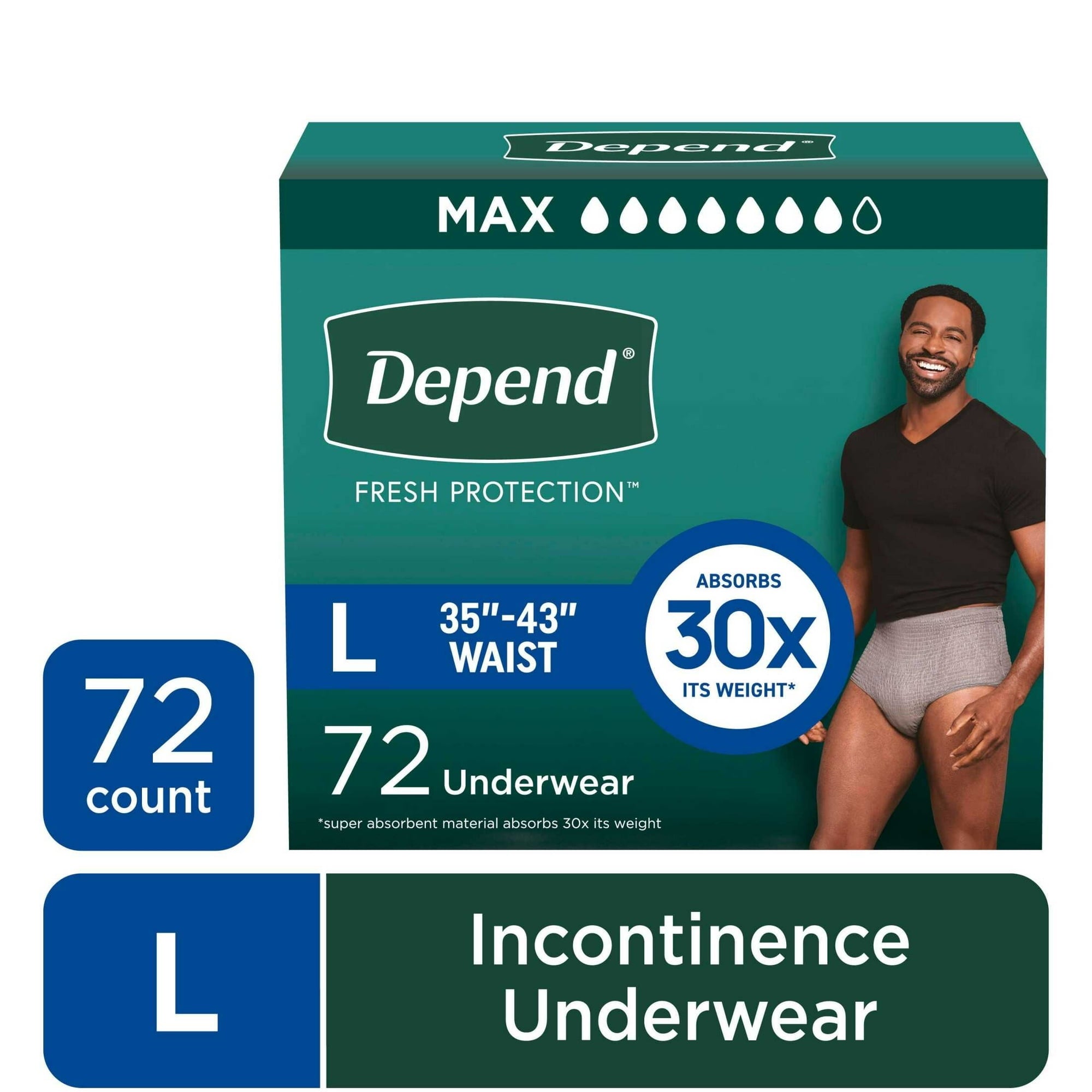 Depend Fresh Protection Incontinence Underwear for Men, Adult Diapers, L, 28 Count