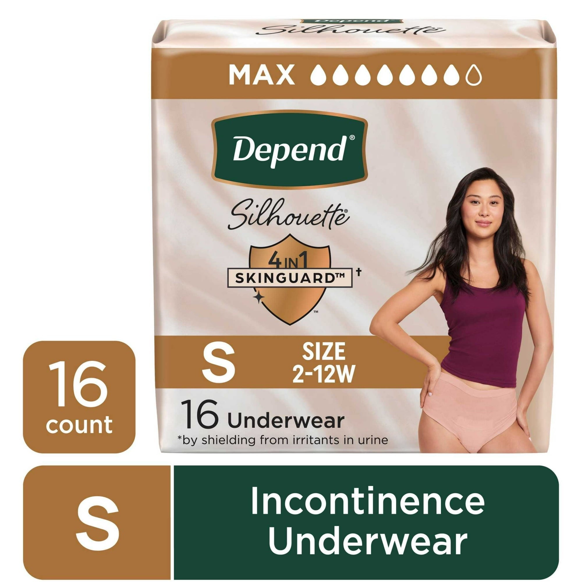 Depend Silhouette Women’s Incontinence & Postpartum Bladder Leak Underwear, S, 60 Count