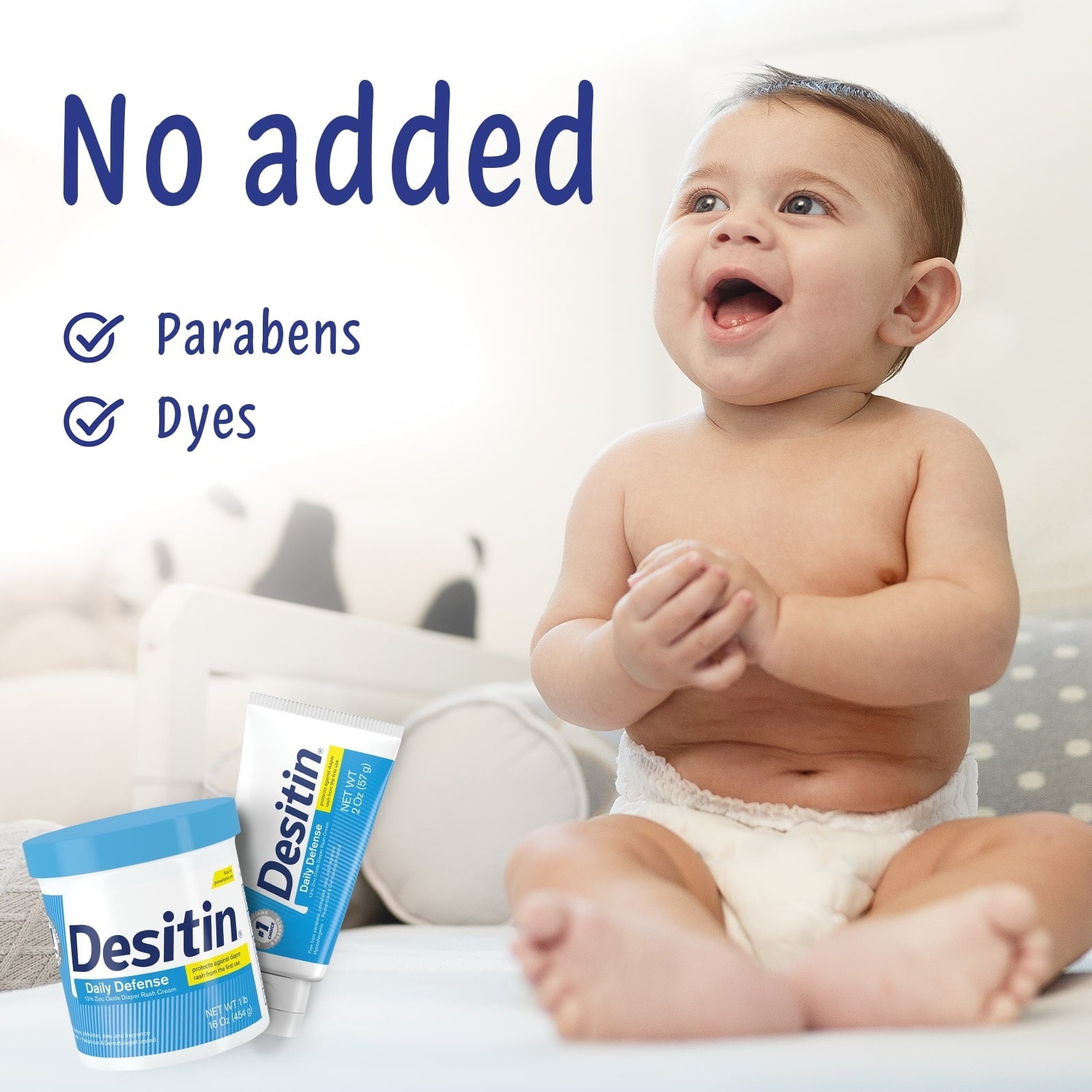 Desitin Daily Defense Baby Diaper Rash Cream, Butt Paste with 13% Zinc Oxide, 4 oz