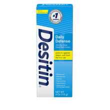 Desitin Daily Defense baby diaper rash cream box, blue and white, 4 oz