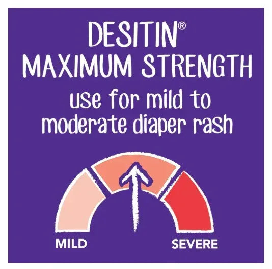 Desitin Maximum Strength Baby Diaper Rash Cream, Butt Paste with Zinc Oxide, 4 oz