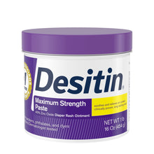 Desitin Maximum Strength diaper rash cream tub close-up with purple lid