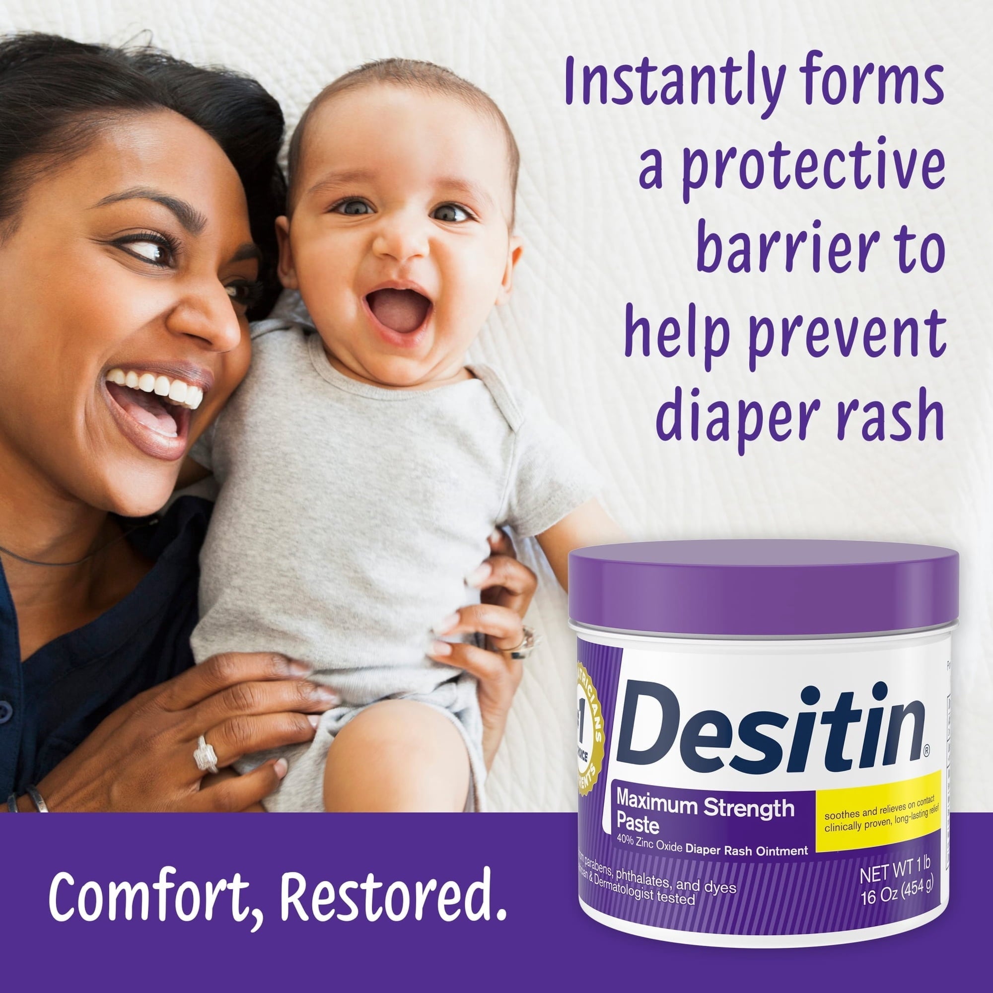 Desitin Maximum Strength Baby Diaper Rash Cream with Zinc Oxide, 16 oz