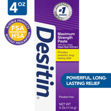 Maximum strength diaper rash paste tube, 4 oz, purple and blue label