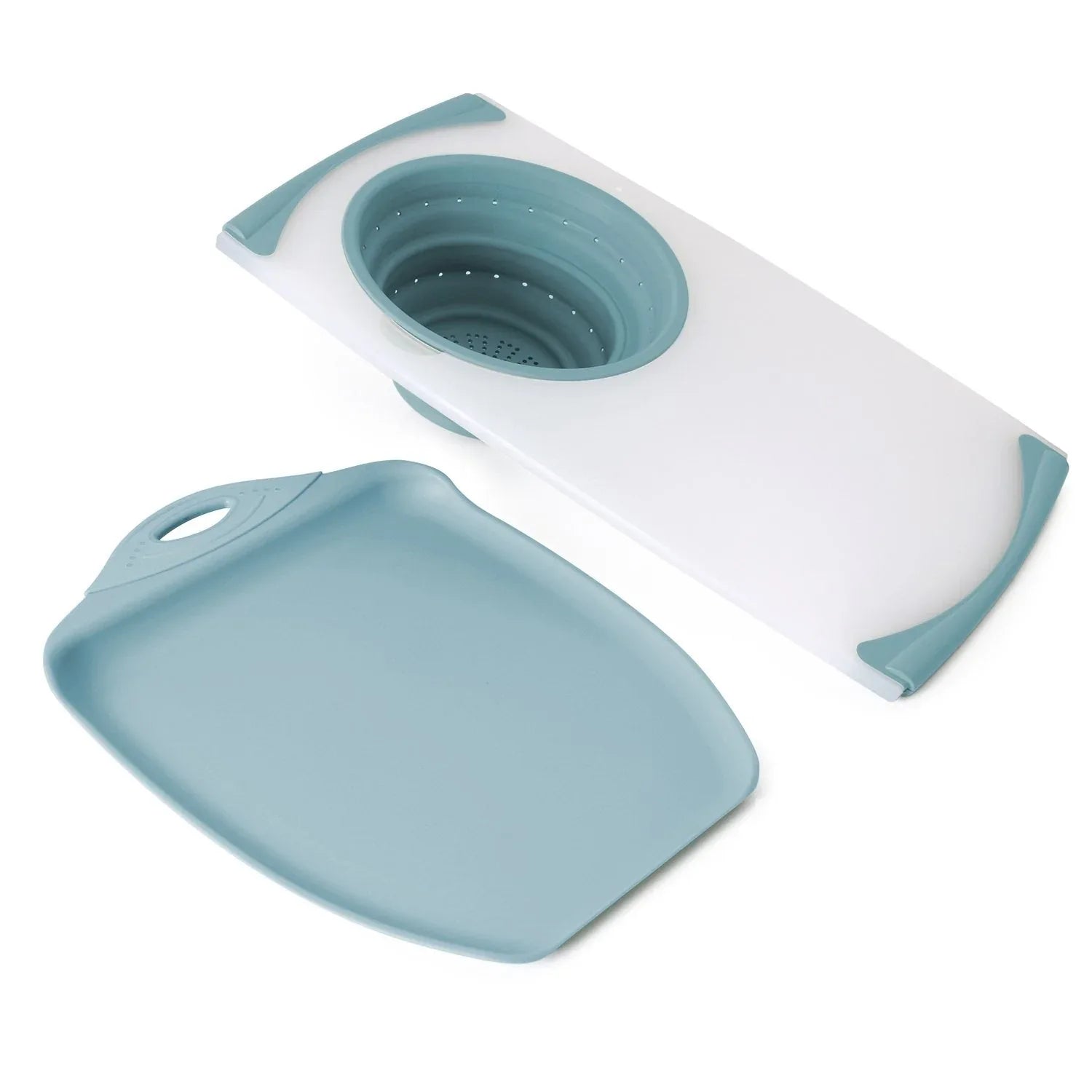Dexas 2-Pack Over the Sink Strainer and Chop & Scoop Cutting Board, Choose Color - USA MEGA SHOP